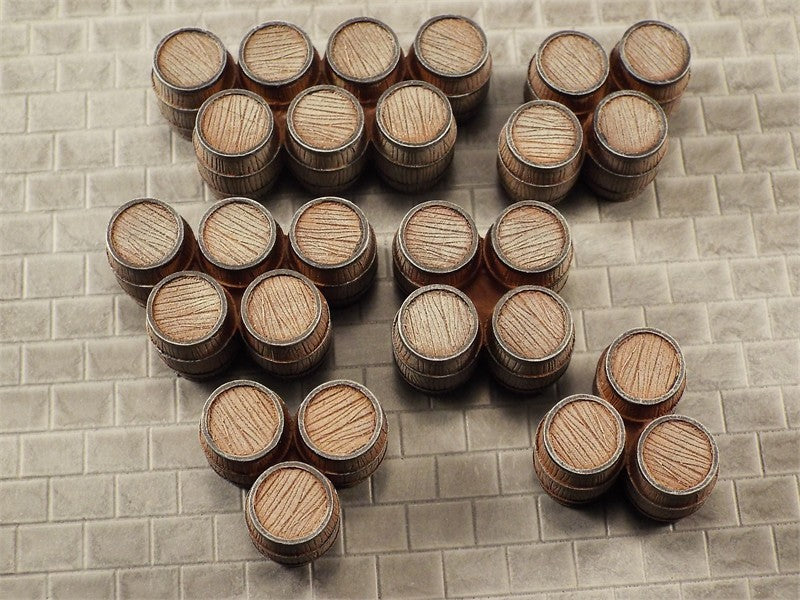 Clusters of Large Wooden Barrels