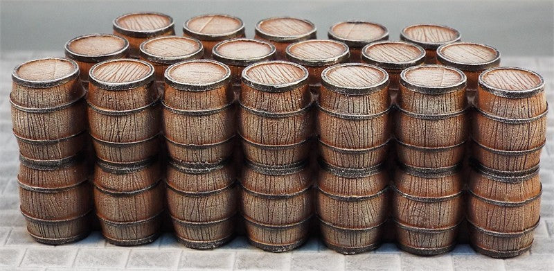 Vertically stacked Large Wooden Barrels